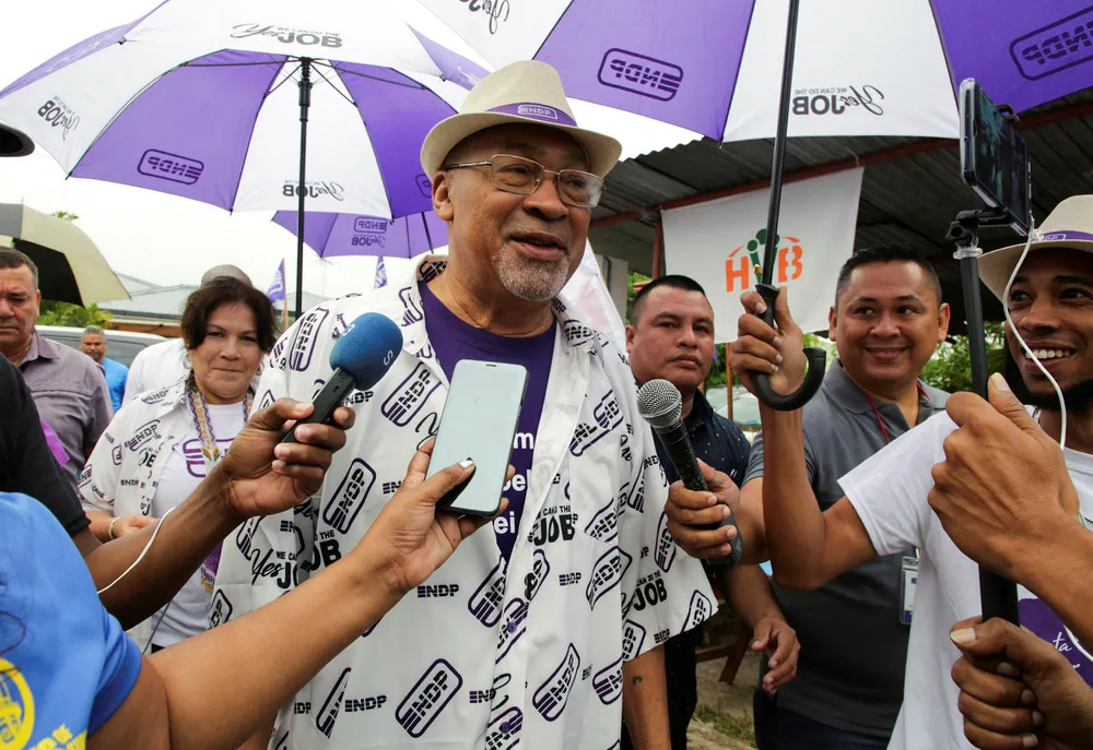 Voting: Suriname's President Desi Bouterse of the ruling National Democratic Party