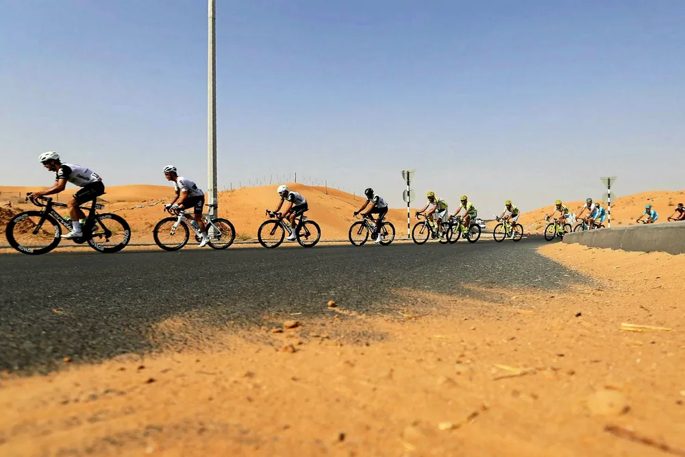 On fast track: cycle race in Abu Dhabi: Photo: AFP/KARIM SAHIB