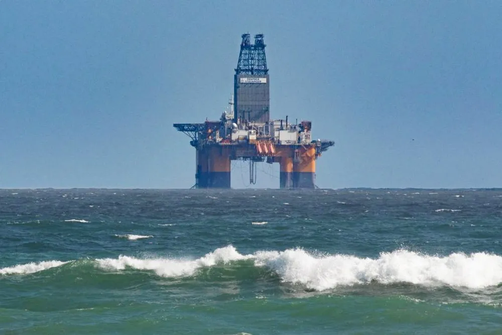 Major potential: Odfjell’s DeepSea Stavanger semi-submersible holding position off Robben Island, South Africa