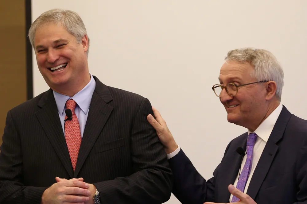 Major trends: TechnipFMC chief executive Doug Pferdehirt (left) and former chairman Thierry Pilenko (right)