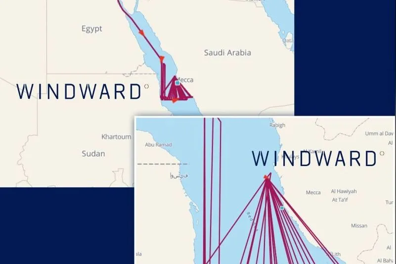 Data from Windward shows evidence of GPS jamming.