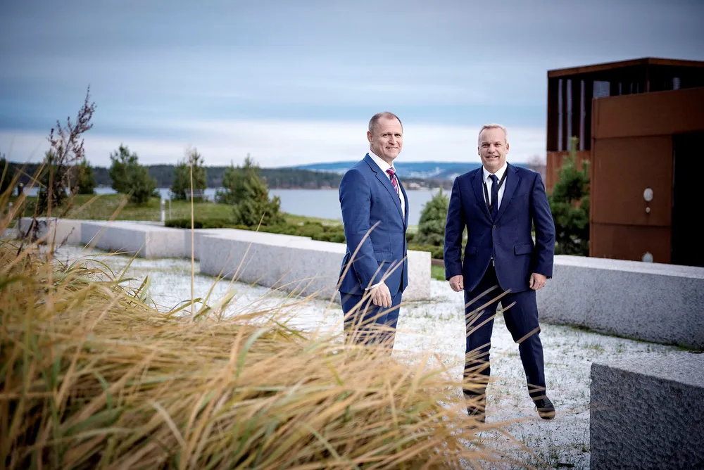 Brasil-sjef Anders Opedal (til høyre) er en kort tur hjemme i Norge. Brasil vil stikke av med de største summene av investeringsbudsjettet til Lars Christian Bacher, sjef for internasjonal virksomhet i Statoil. Foto: Hanna Kristin Hjardar