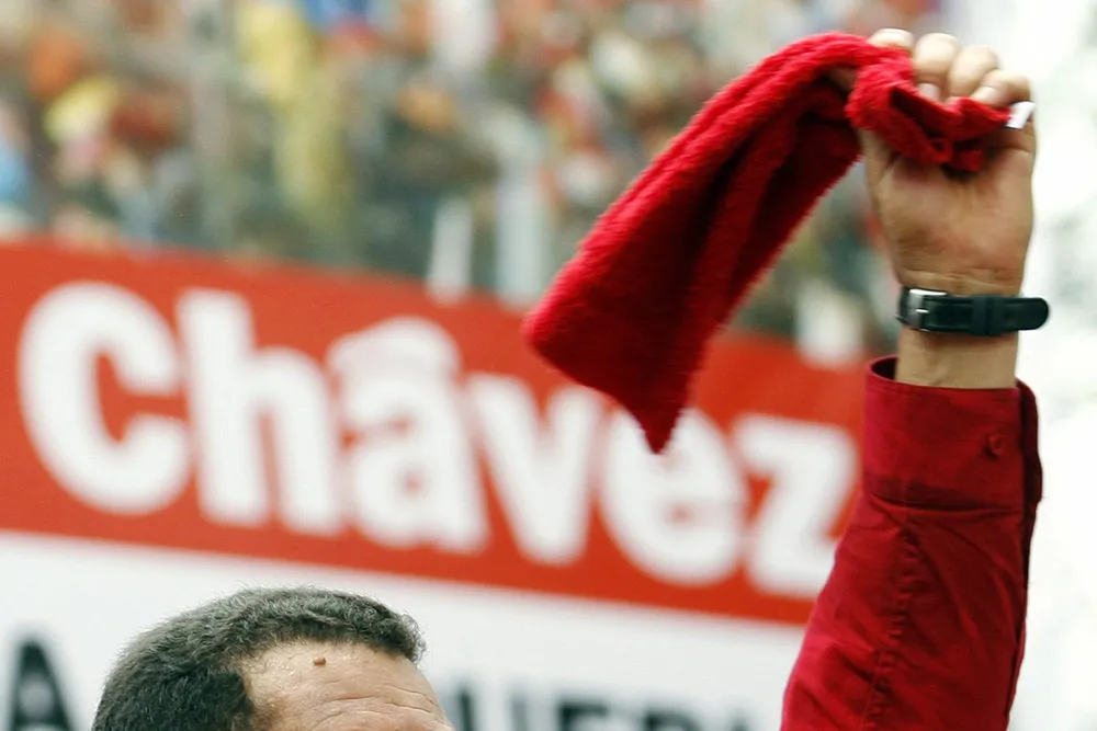 Seeing red: Venezuelan President Hugo Chavez