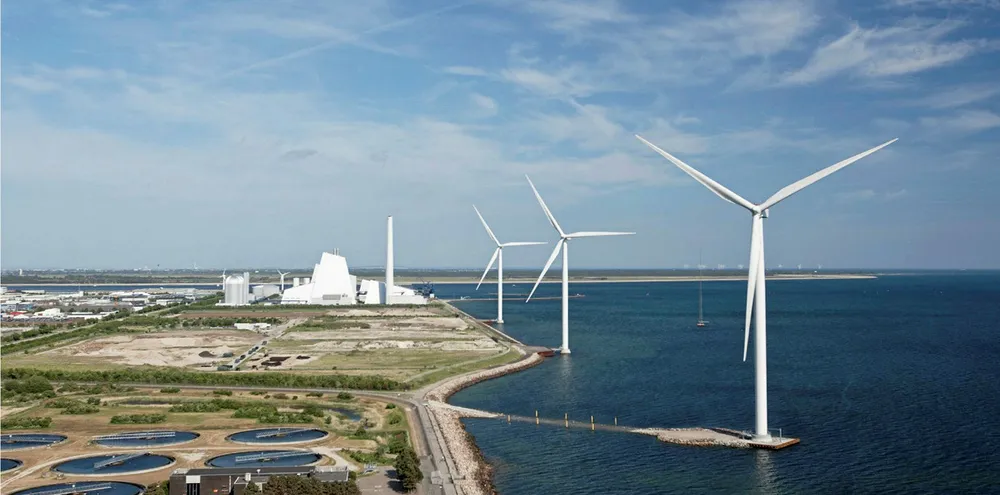 CGI of Orsted's H2RES offshore-wind-to-hydrogen project at its Avedøre power plant outside Copenhagen
