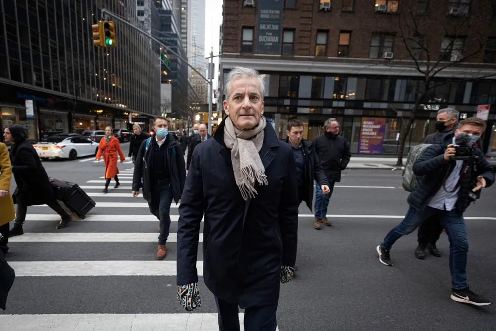 Jonas Gahr Støre var på besøk i New York i januar.