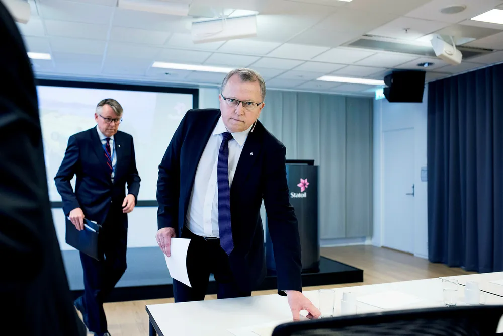 Statoil skal være blant selskapene som er involvert i samtaler med Abu Dhabi National Oil Company (Adnoc) for deltagelse i offshoreproduksjon. Avbildet er konsernsjef Eldar Sætre. Foto: Skjalg Bøhmer Vold