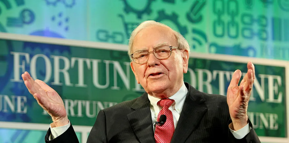 American billionaire Warren Buffet speaks onstage at FORTUNE Most Powerful Women Summit