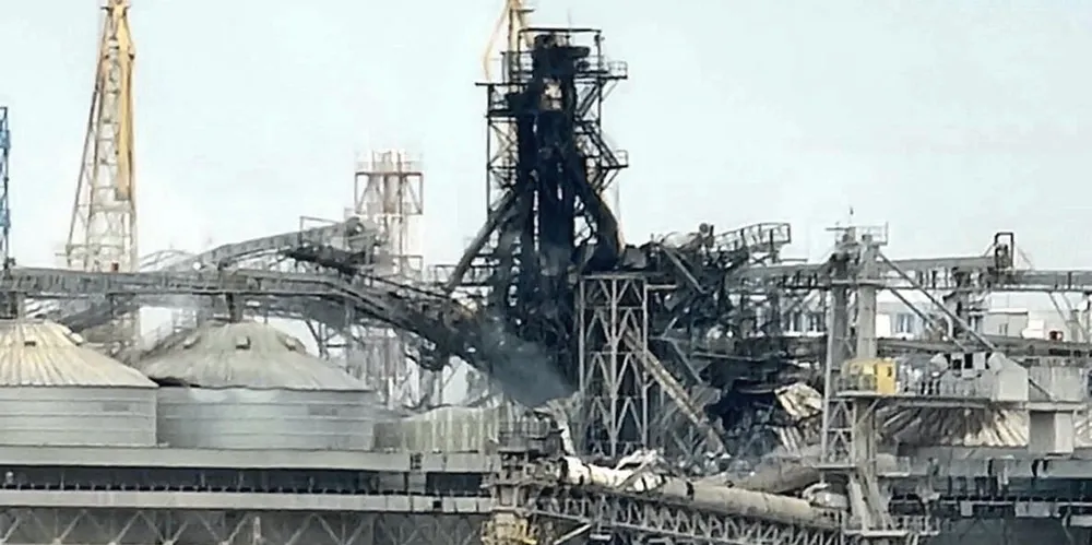 Damaged silos are seen in the region of Odessa following a Russian missile attack. 19 July, 2023.