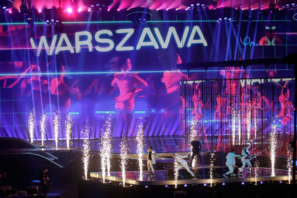 Aiming higher: polish singer Rafal performs during rehearsals at the Eurovision Song Contest in the Netherlands earlier in May