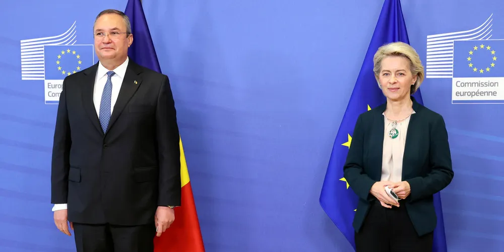 Romanian prime minister Nicolae Ciucă meeting with European Commission president Ursula von der Leyen in Brussels.