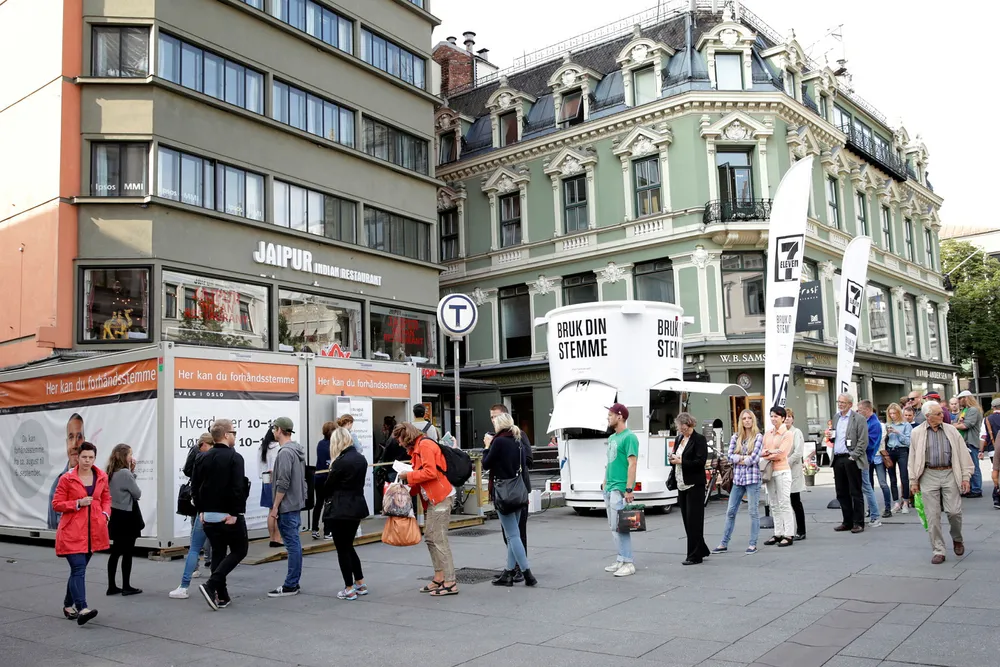 Arkivfoto: Forhåndsstemming på Egertorget i Oslo