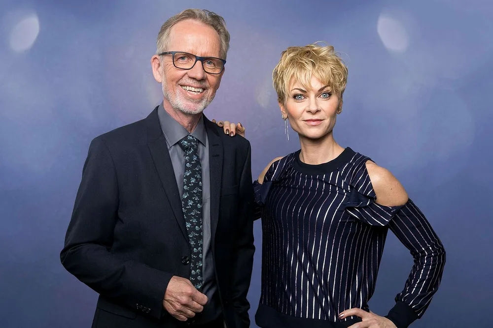 Ivar Dyrhaug og Bertine Zetlitz er programledere for «Århundrets stemme», en av TV 2s storsatsinger i mars. Foto: TV 2