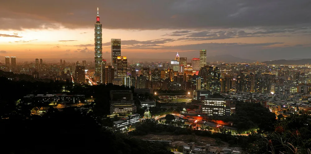 Skyline of Taiwan's capital, Taipei, at sunset