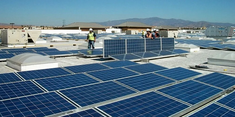 A SolarCity PV system atop a Walmart in California