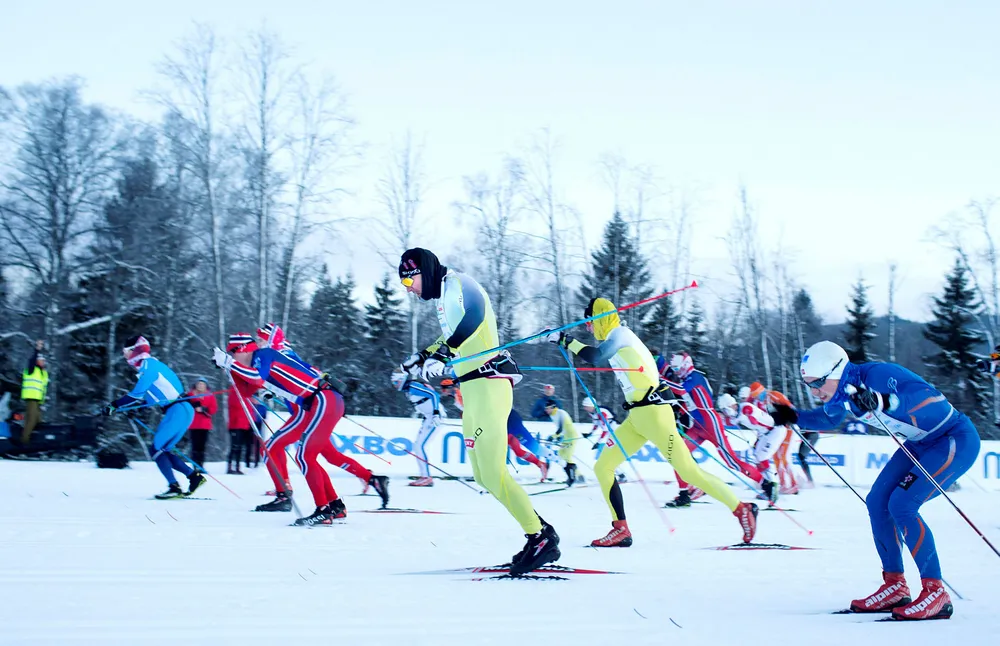 Holmenkollmarsjen går fra Sørkedalen til Holmenkollen gjennom en lang sløyfe i Nordmarka. Her fra starten i 2015. Foto: Fredrik Solstad