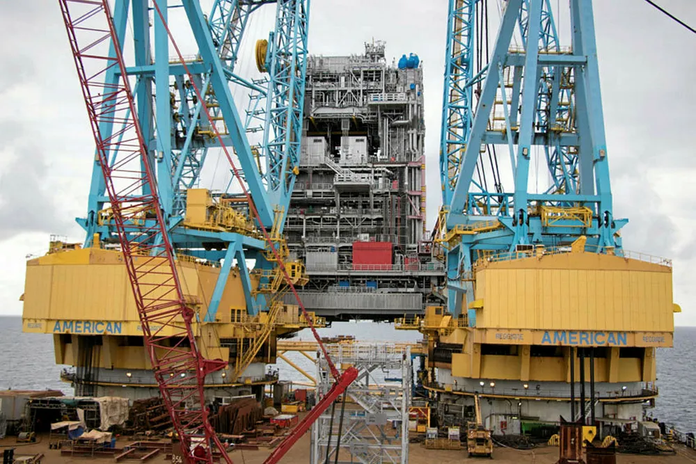 Heavy lift: Mariner utility module being lifted by Saipem 7000