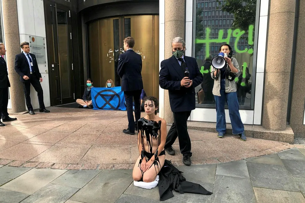 Protest: Extinction Rebellion activists outside Petroleum & Energy Ministry