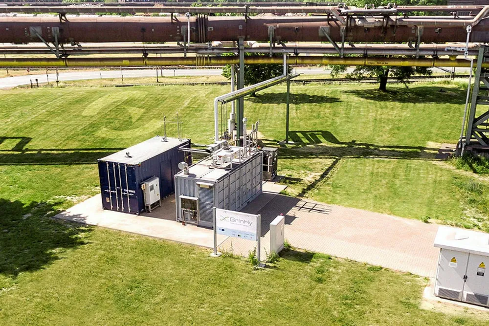 A 150kW Sunfire high-temperature electrolyser integrated with a steel plant in Salzburg, Austria, at the GrInHy pilot project.