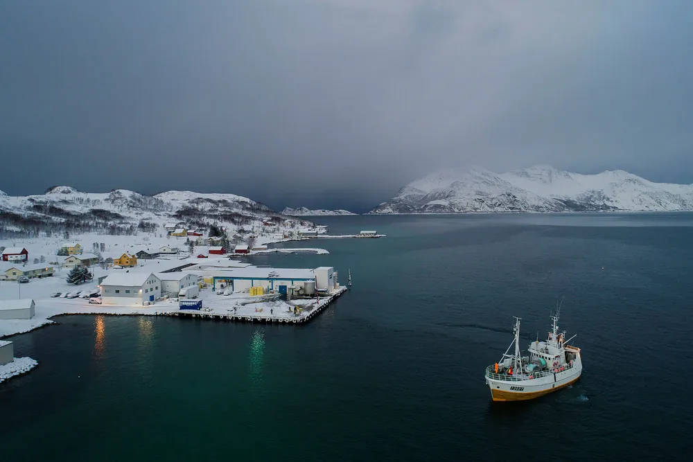 Norsk fiskehverdag kommer til å forandre seg etter brexit. Her er fiskebåten «Mjosund» inne hos Lerøy Norway Seafood i Tromvik for å levere skrei.