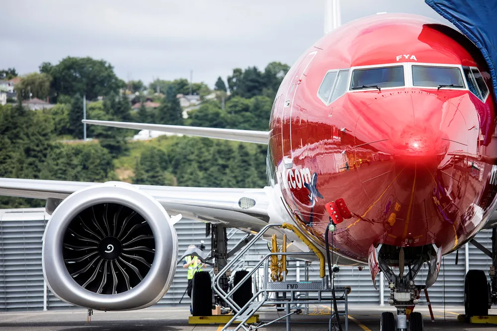 Norwegians første 737 Max på Boeing Delivery Center i Seattle.