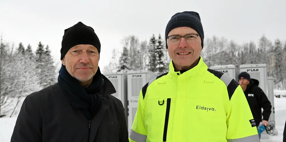 Mandag lanserte energiminister Terje Aasland den nye satsingen til Eidsiva og Tensio i Lierne kommune nord i Trøndelag, sammen med blant andre konsernsjef Øistein Andresen i Eidsiva.