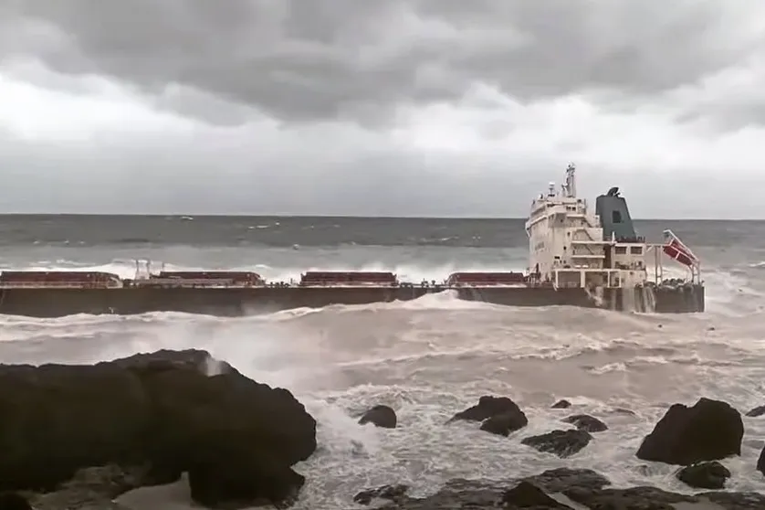The Blue Lagoon aground off Taiwan in 2024.