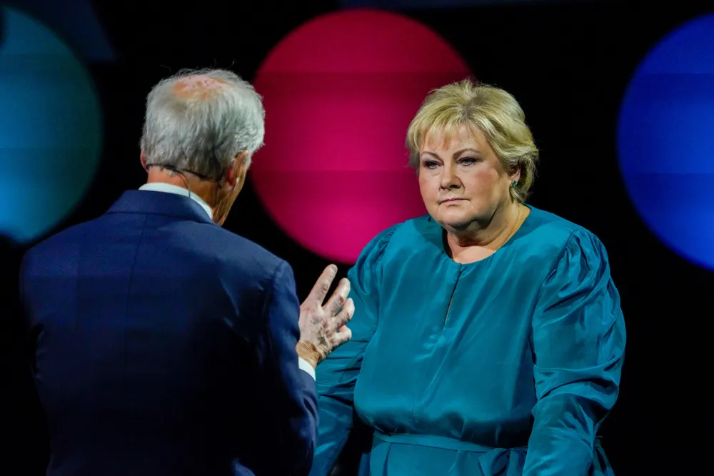 Jonas Gahr Støre (Ap) og Erna Solberg (H).