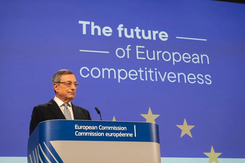 Former European Central Bank President Mario Draghi presents his report on future competitiveness.