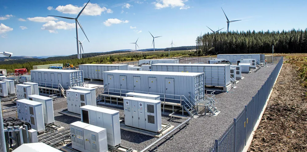 A battery storage system at Vattenfall's Pen y Cymoedd wind farm in Wales.