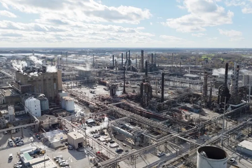 An aerial photograph of the Whiting Refinery in Indiana