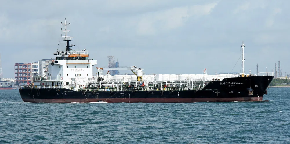 The bunker tanker Marine Honour was hit by Dutch dredger on Friday.