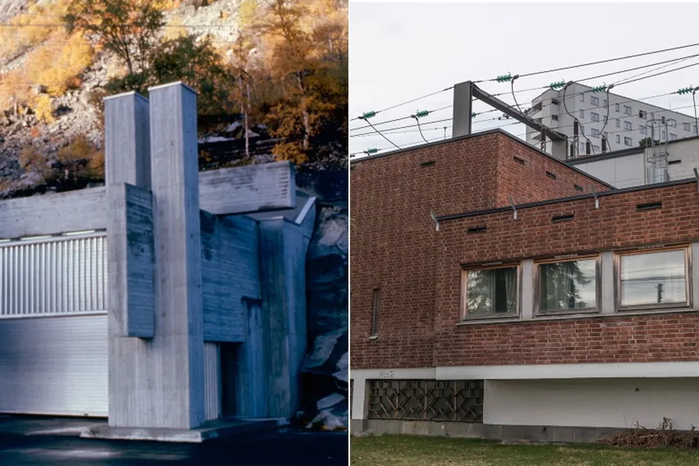 Kraftverkene Tysso II (venstre) og Kringsjå Trafo (til høyre) er blant 40 kraftverk som har fått status som kulturminner.