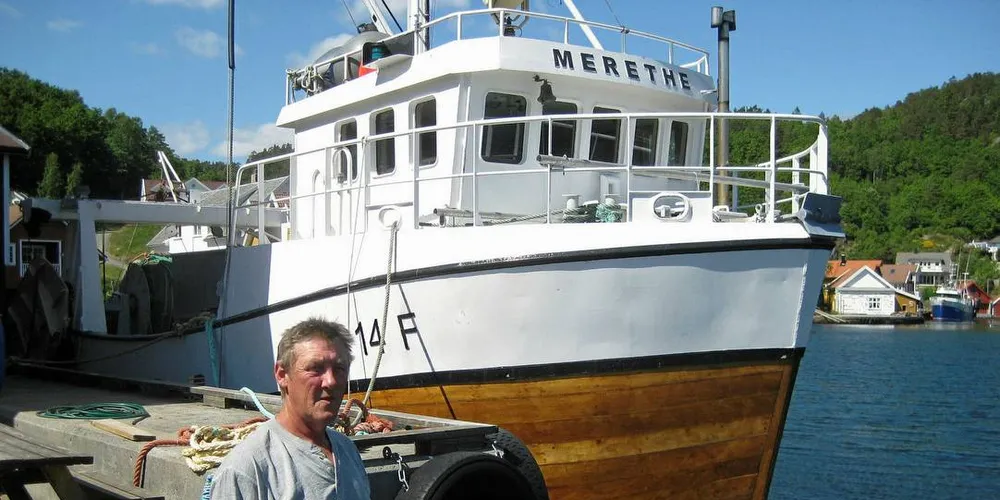 MEST BERGNEBB: Det virker som det er mer av bergnebb og noe mindre av grønngylt, sier Flekkefjord-fiskeren Thor Gunnar Olsen, som fisker med 100 teiner.
