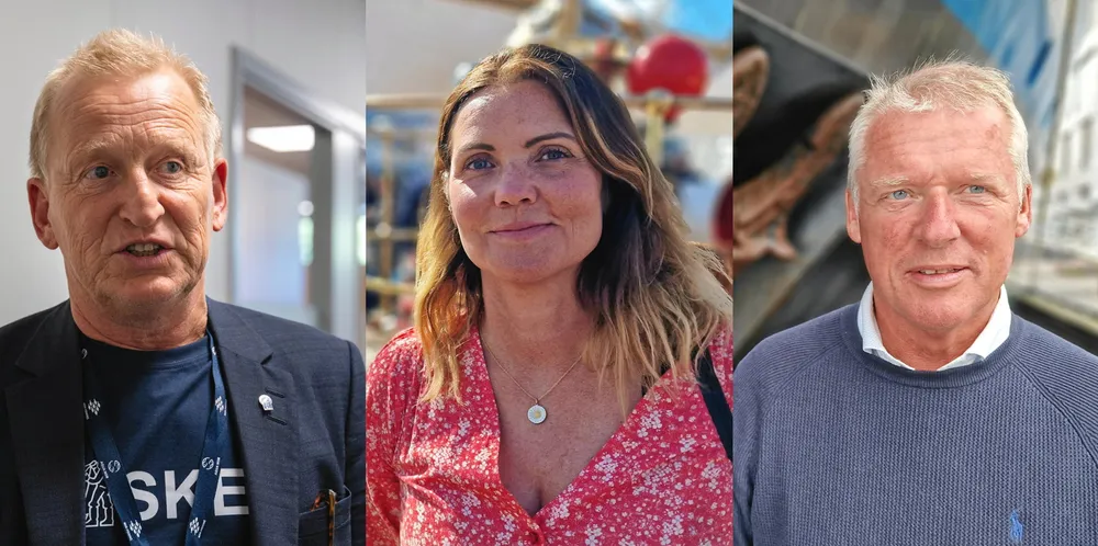 Fiskarlaget-leder Kåre Heggebø, pelagisk forening-leder Mariann Frantsen og Fiskebåt-leder Audun Maråk risikerer å bli totalt overkjørt i havvind-sakene nå som regjeringen ønsker hemmelighold rundt tildelingen.
