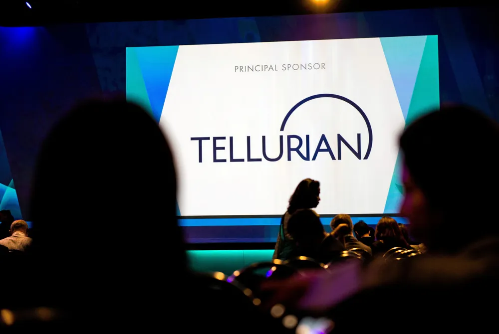 Tellurian logo at the World Gas Conference in 2018.