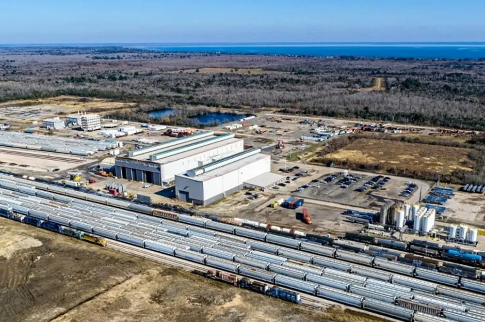 An aerial photograph of the site for John Cockerill's Baytown electrolyser factory in Texas.