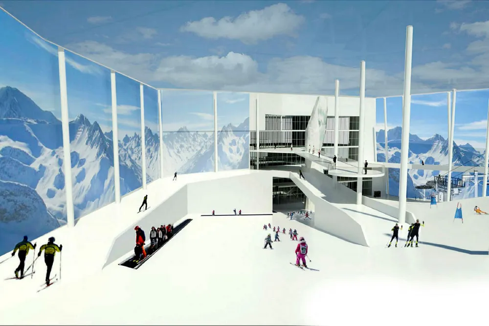Skisse av Selvaags skihall på Lørenskog. Foto: Lørenskog Vinterpark AS