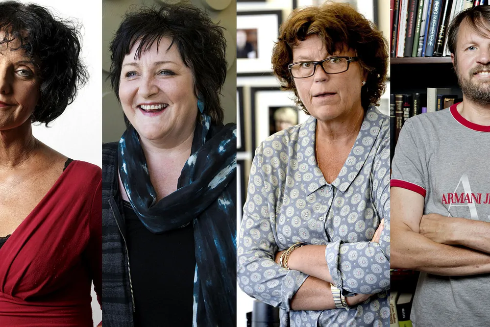 Unni Lindell (f.v.), Anne B. Ragde, Anne Holt og Tom Egeland er positiv til det nye forlagshuset. Foto: Fartein Rudjord/Vidar Ruud/Gorm Kallestad/Frode Hansen/NTB Scanpix