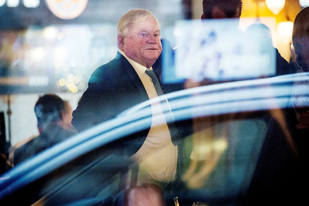John Fredriksen på sitt årlige julebord på Theatercaféen. Foto: Ida von Hanno Bast