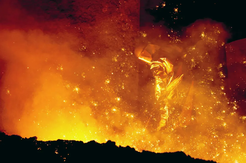 Steel plant blast furnace, Germany.