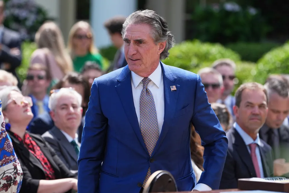 Interior Secretary Doug Burgum arrives at a bill signing event for the "Take it Down Act" in the Rose Garden of the White House on Monday, 19 May 2025, in Washington.