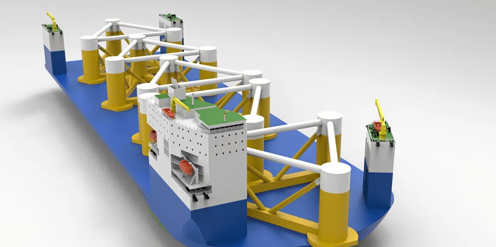 A model of the new generation semi-submersible vessel.
