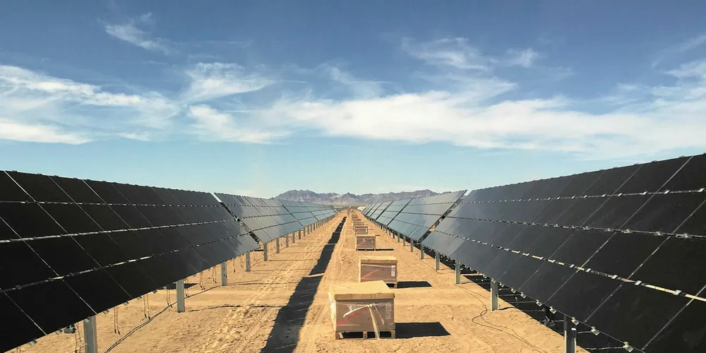 A solar plant under construction in California