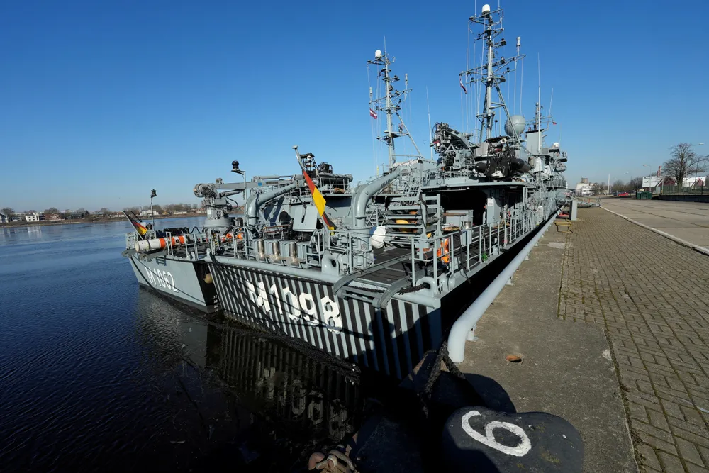 Krigsskip ved kai i Riga ved Nato-øvelsen Baltic MCM Squadex 22 i Latvia i mars. Nå kan forsvaret av Baltikum bli langt enklere.