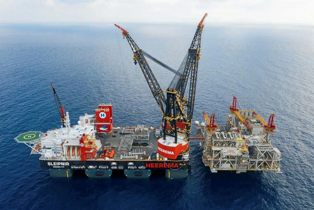 Leviathan comes online: Heerema's vessel Sleipnir at the Leviathan project off Israel, during installation