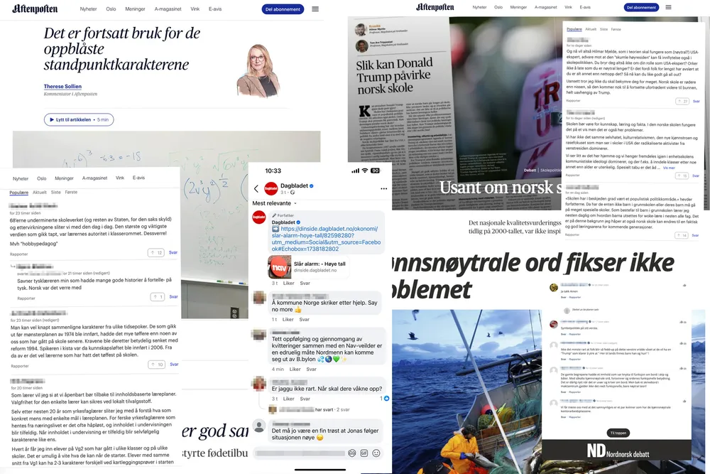 Debattinnlegg og kommentarer med kommentarfelt
