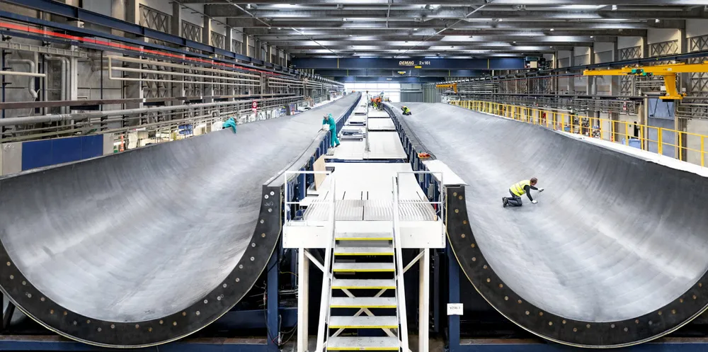 The huge mould for Vestas' 15MW V-236 wind turbine blade.