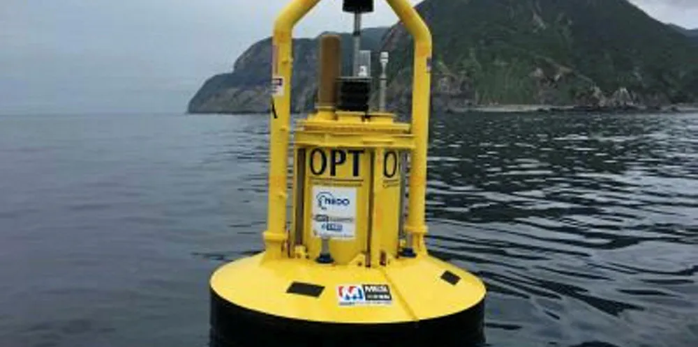 An Ocean Power Technologies PB3 wave energy device off Kozu Island, Japan