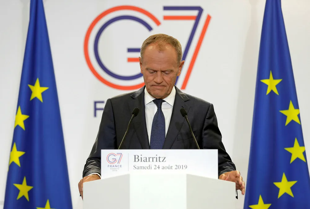 EU-president Donald Tusk på G7-møtet.