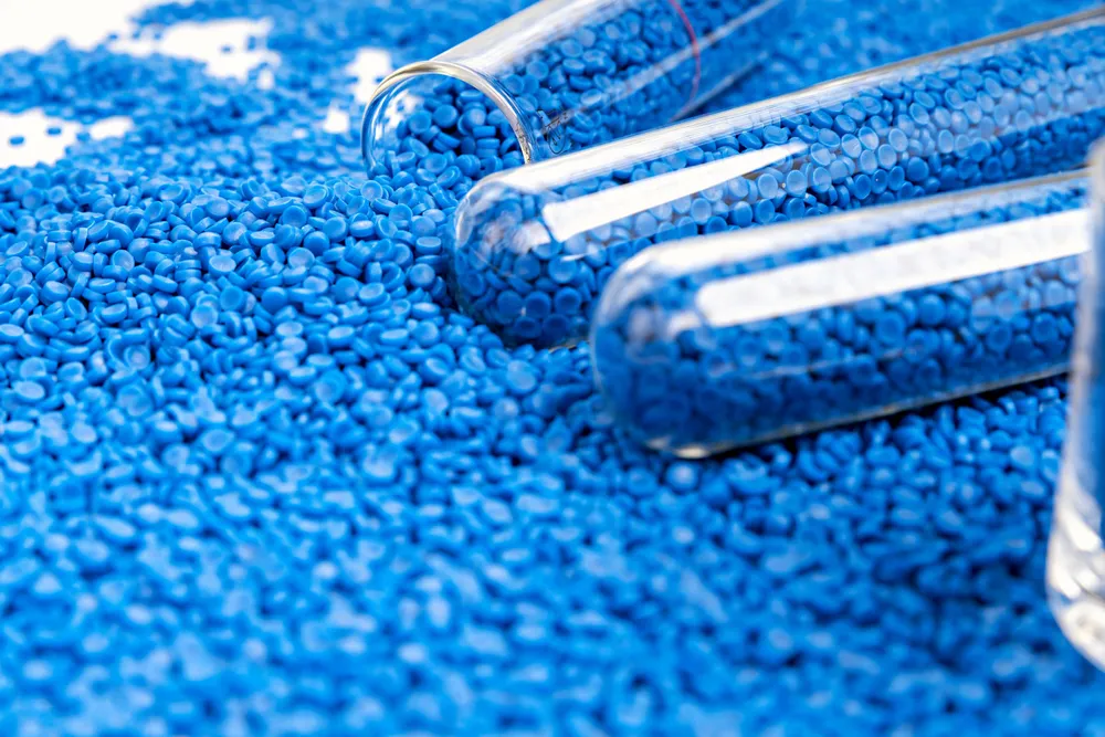 Plastic pellets, which are currently produced primarily from fossil hydrocarbons.